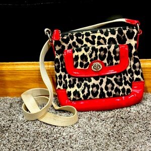 Leopard Coach cross body purse